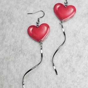 Handmade valentines Heart balloon earrings (Double sided)
